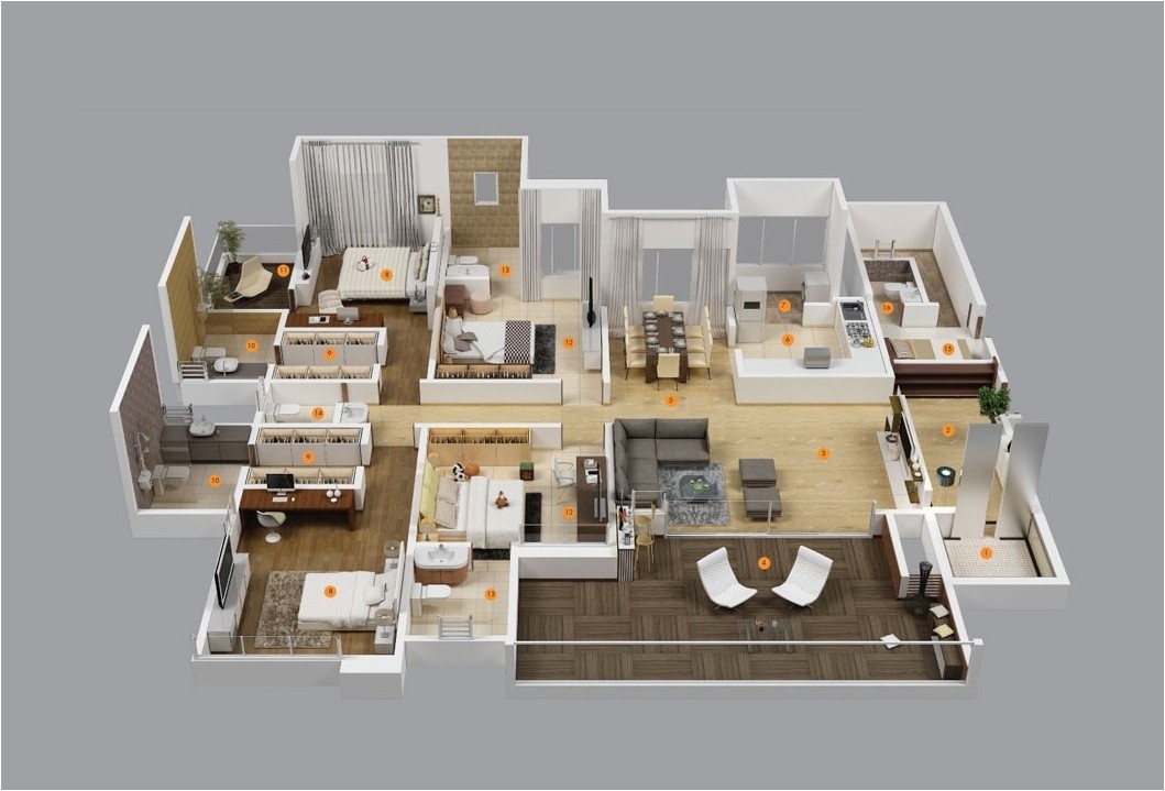 Home Plans with Apartment 4 Bedroom Apartment House Plans