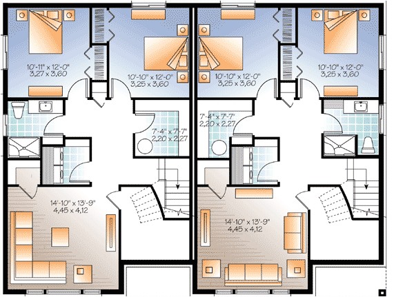 House Plans for Two Family Home Sleek Modern Multi Family House Plan 22330dr