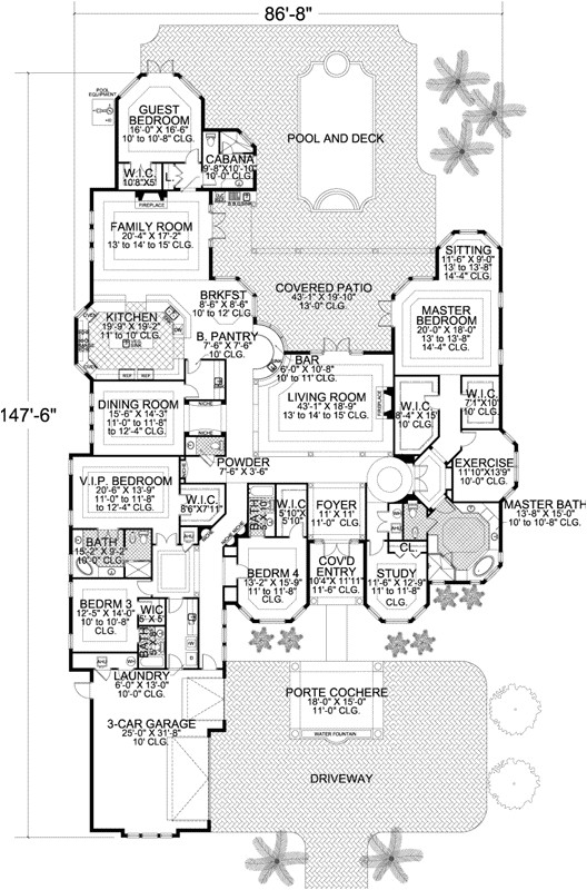 Monster Home Plans Coastal House Plan 5 Bedrooms 5 Bath 6095 Sq Ft Plan