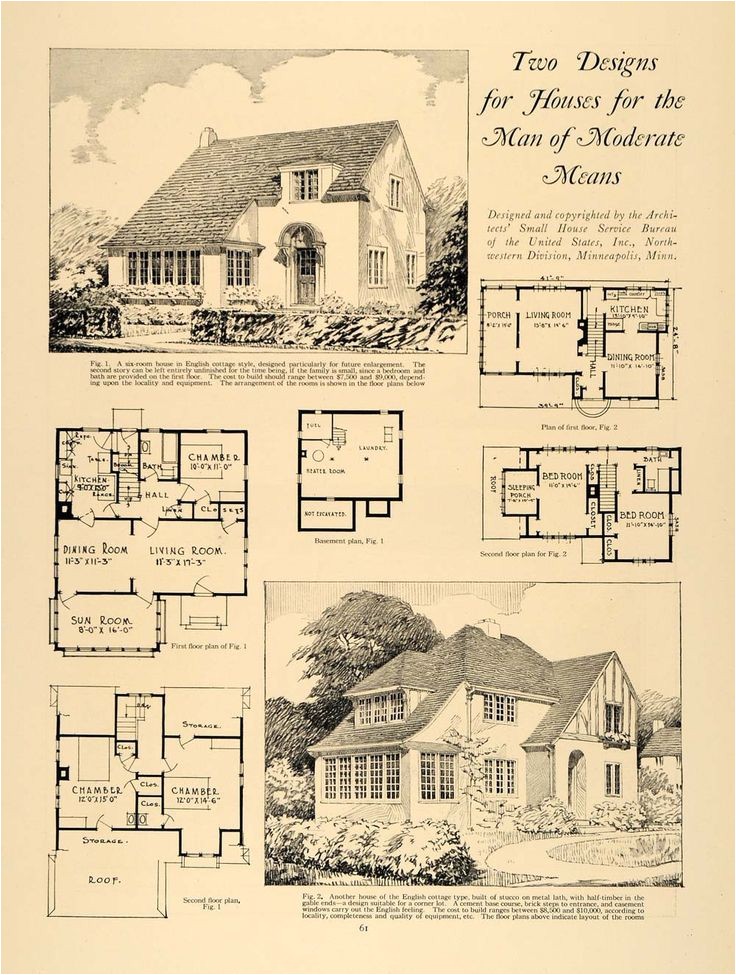 Vintage Home Floor Plans 1924 Print Home Design Living Room Dining Sun Architect Vintage Home Floor Plans 1924 Print Home Design Living Room Dining Sun Architect