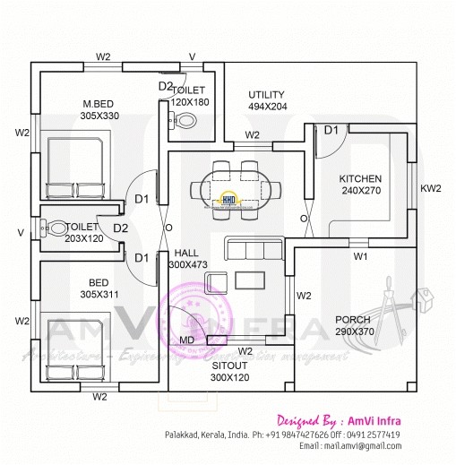 1000 Sq Ft House Plans 3 Bedroom Kerala Style Best 1185 Sq Ft Contemporary Home Kerala Design Planskill