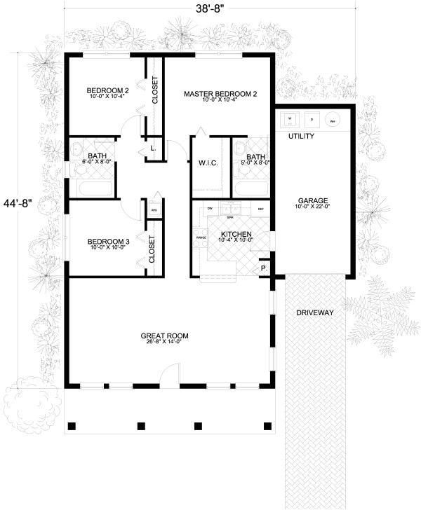 1250 Sq Ft House Plans Mediterranean Style House Plan 3 Beds 2 Baths 1250 Sq Ft