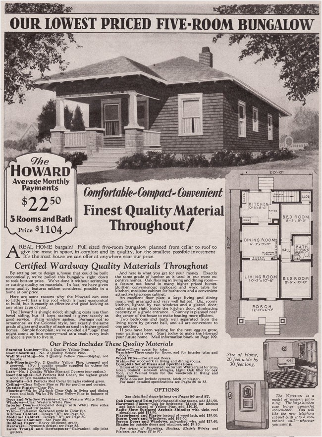 1930s Home Plans 1930 Howard Tiny Hipped Roof Bungalow Kit House 1930s Home Plans 1930 Howard Tiny Hipped Roof Bungalow Kit House