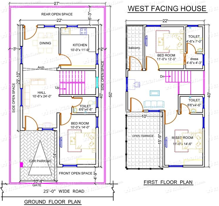 20×40 House Plans West Facing West Facing House Plans for 60×40 Site