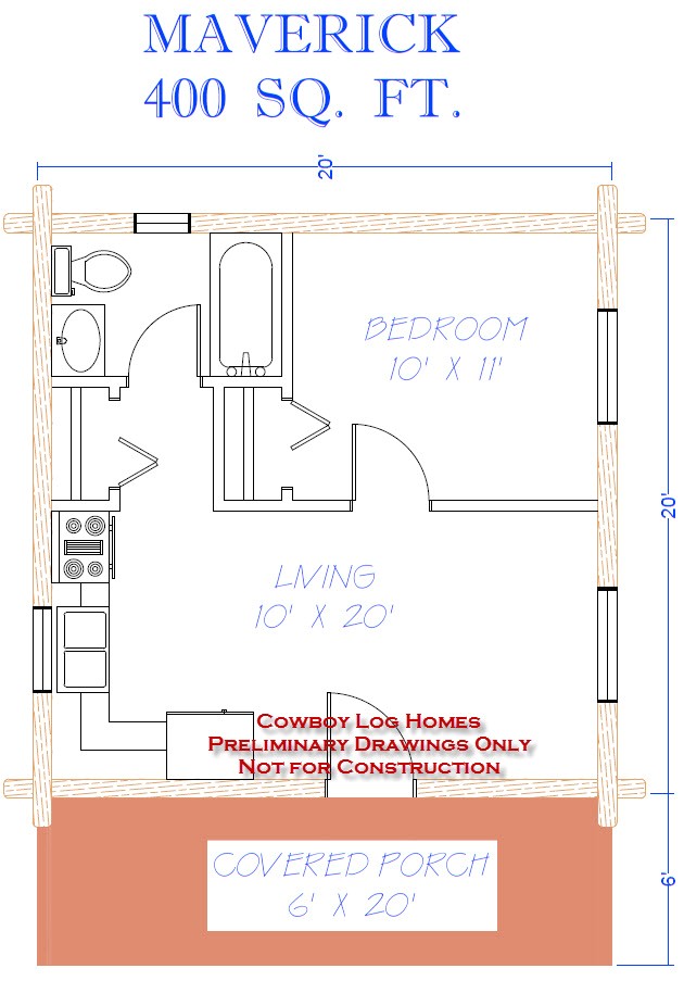 400 Sq Ft Home Plans Maverick Plan 400 Sq Ft Cowboy Log Homes