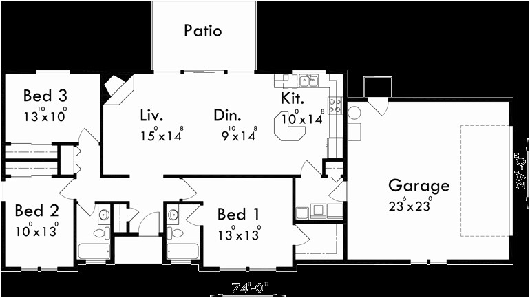 Corner Lot House Plans with Side Load Garage Single Level House Plans Corner Lot House Plans