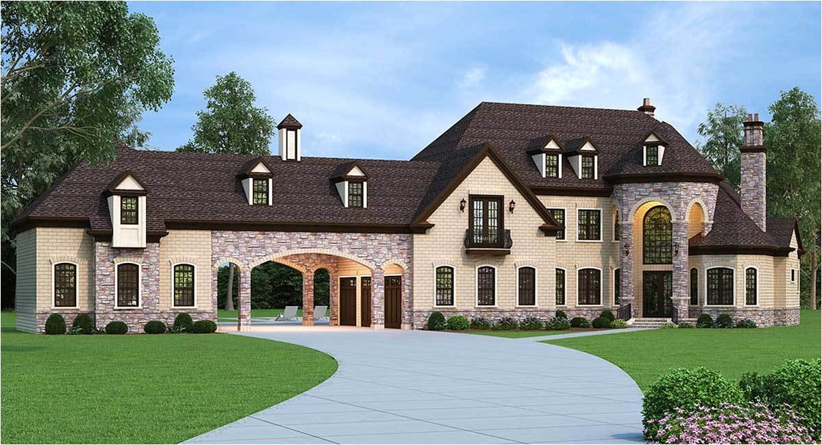 European Estate House Plans European Estate Home with Porte Cochere 12307jl