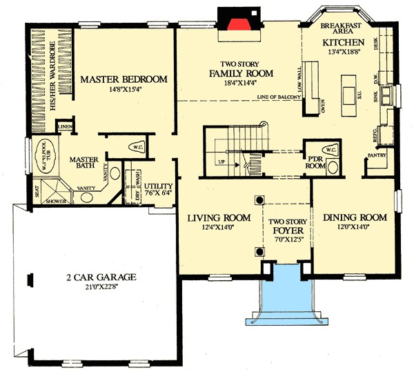 First Floor Master Home Plan Colonial Home with First Floor Master 32547wp