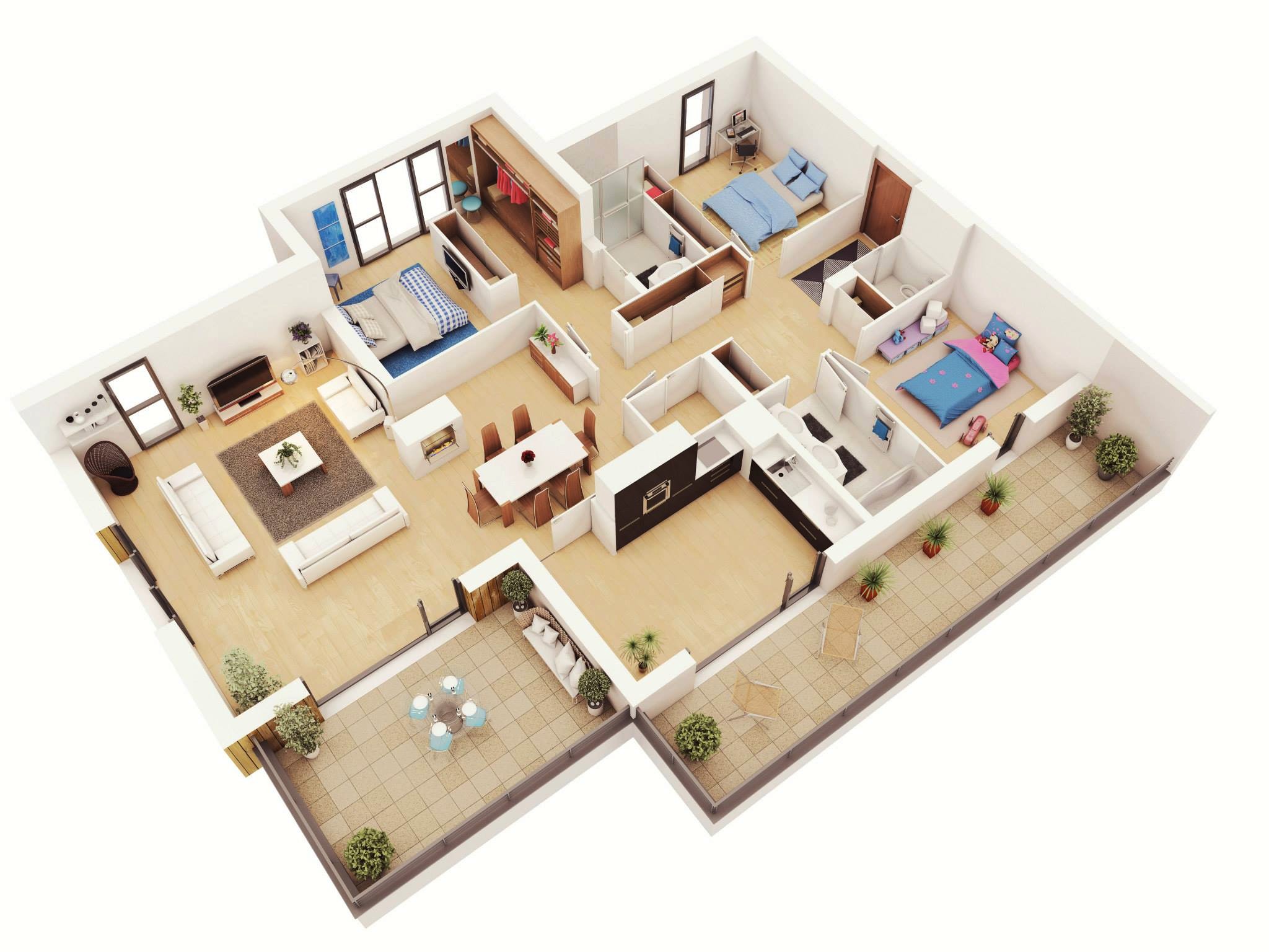 Floor Plans for A Three Bedroom House 25 More 3 Bedroom 3d Floor Plans