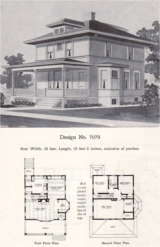 Four Square Home Plans Prairie Box American Foursquare 1908 Radford Plan No 7079 Four Square Home Plans Prairie Box American Foursquare 1908 Radford Plan No 7079