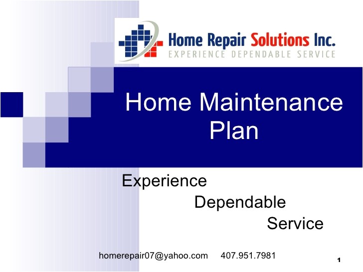 Home Service Plan Home Maintenance Plan