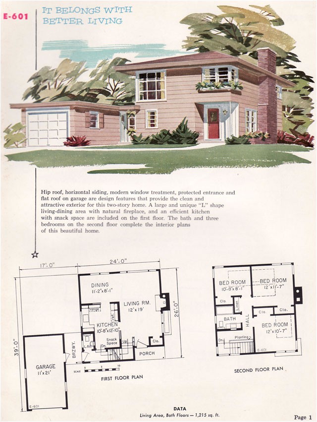 Home Service Plan Plan E 601 1955 National Plan Service Midcentury