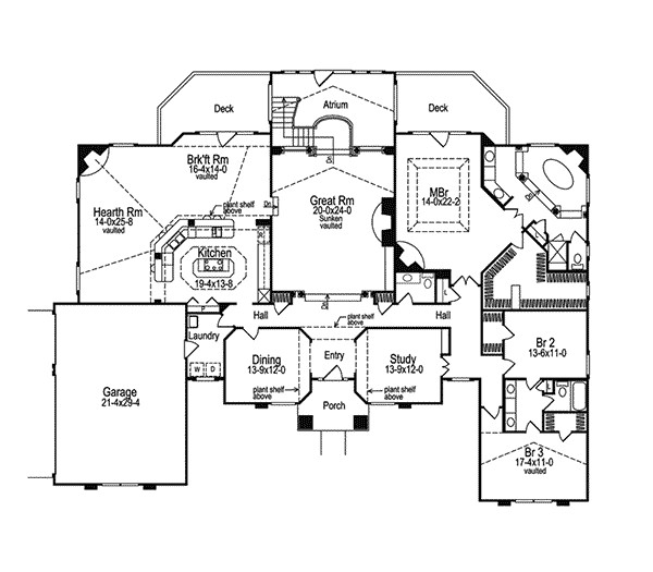 Homes with atriums Floor Plans Clayton atrium Ranch Home Plan 007d 0002 House Plans and