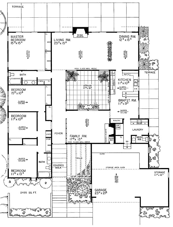 Homes with atriums Floor Plans Contemporary House Plan with Central atrium 0890w Homes with atriums Floor Plans Contemporary House Plan with Central atrium 0890w