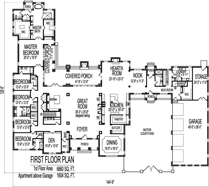 House Plans with Big Bedrooms 8000 Square Foot House Floor Plans Large 6 Six Bedroom