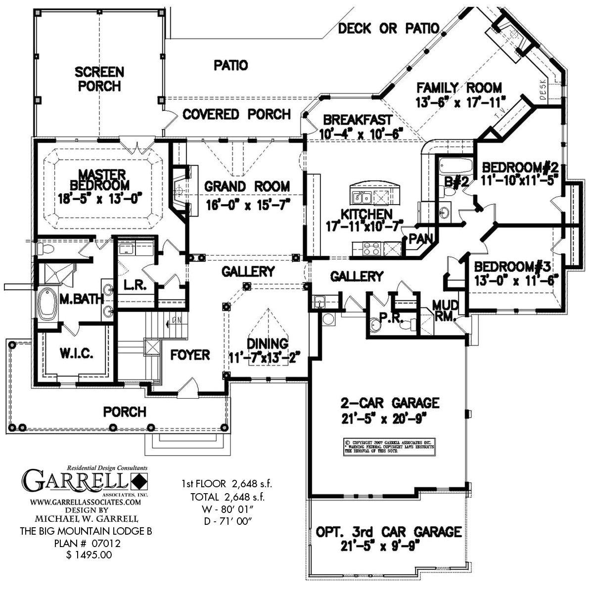Large One Story Ranch House Plans Big Mountain Lodge B House Plan House Plans by Garrell Large One Story Ranch House Plans Big Mountain Lodge B House Plan House Plans by Garrell