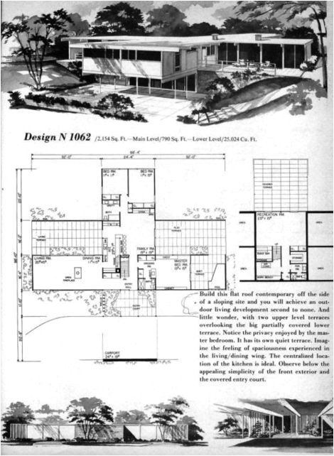 Mid Century Modern Homes Floor Plans Mid Century Modern Houseplans