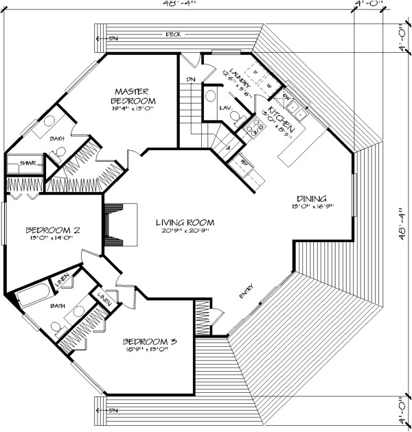 Octagon Home Plans the Octagon 1371 3 Bedrooms and 2 Baths the House