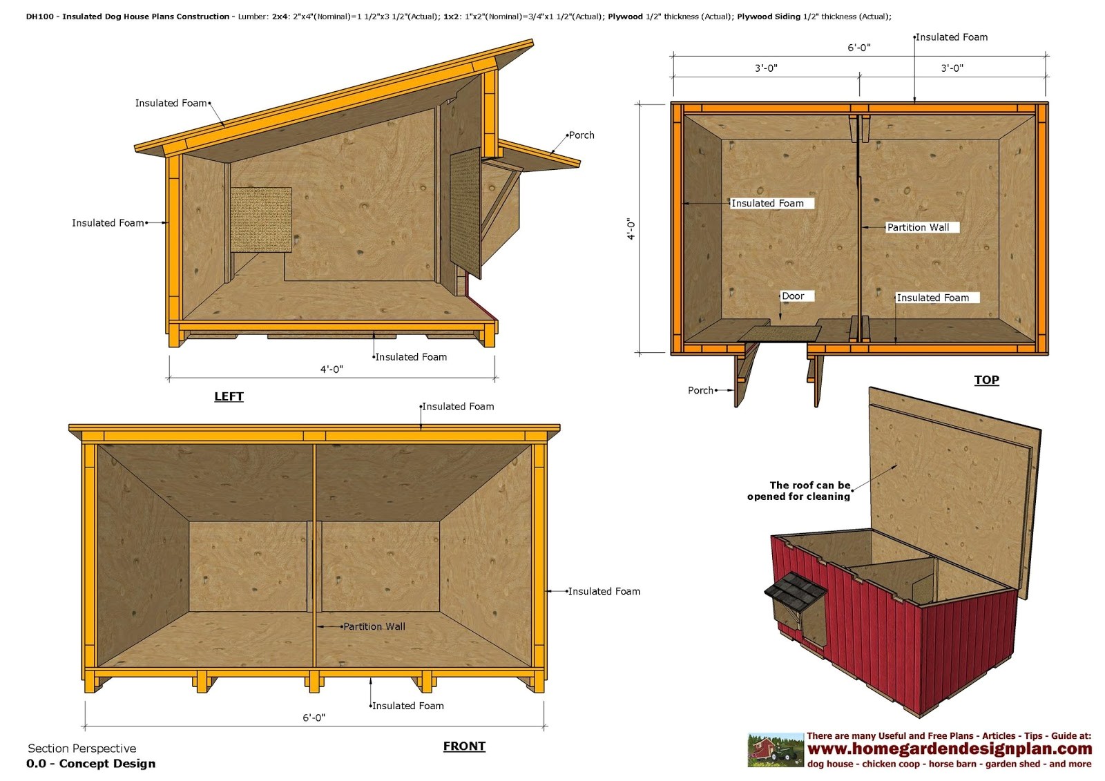 Plans for Dog House with Insulation Home Garden Plans Dh100 Insulated Dog House Plans Dog