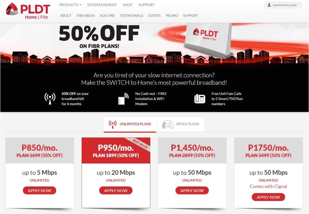 Pldt Home Fibr Plans Pldt Offers New Home Fibr Subs 50 Off their Bills Pldt Home Fibr Plans Pldt Offers New Home Fibr Subs 50 Off their Bills
