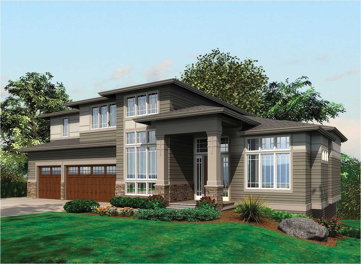 Prairie Home Plans Contemporary Prairie with Daylight Basement 69105am