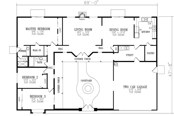 Single Level House Plans with Courtyard U Shaped House Plans with Courtyard More Intimacy