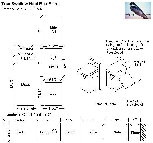 Swallow Bird House Plans Tree Swallow Bird House Plan Birdhouses Pinterest