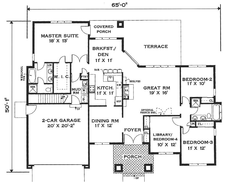 1 Story Home Floor Plan Elegant One Story Home 6994 4 Bedrooms and 2 5 Baths