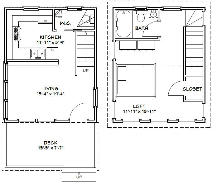 16×20 Tiny House Floor Plans 16×20 House 16x20h3 569 Sq Ft Excellent Floor