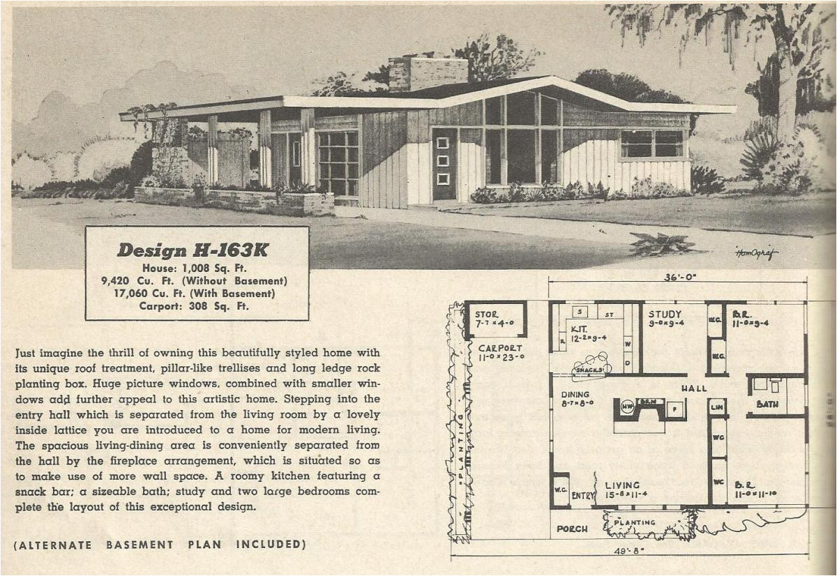 1950s Home Floor Plans Vintage House Plans 163 1950s Home Floor Plans Vintage House Plans 163