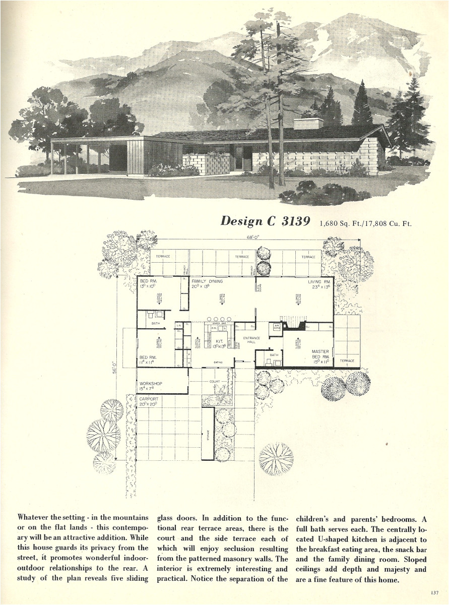 1960s Home Plans Vintage House Plans 3139 1960s Home Plans Vintage House Plans 3139