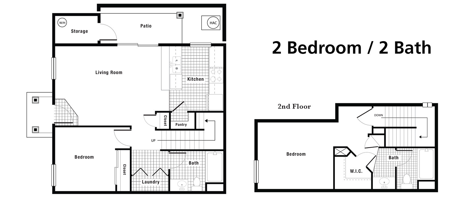 2 Bedroom 2 Bath with Loft House Plans Floorplans Crystal Creek town Homes
