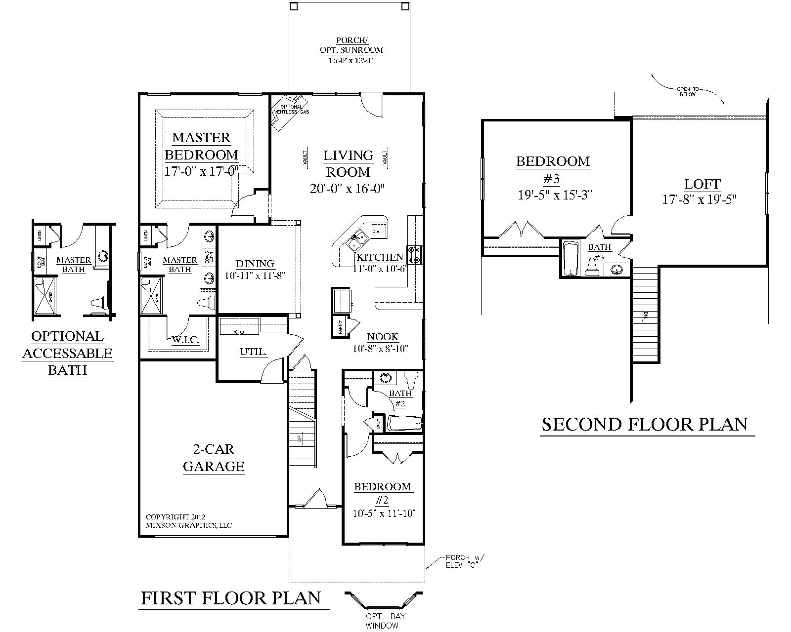 2 Bedroom 2 Bath with Loft House Plans southern Heritage Home Designs House Plan 2545 C the