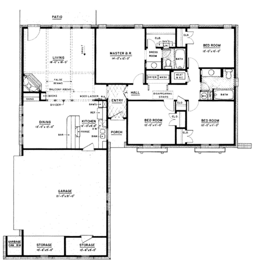 2 Bedroom Ranch Home Plans Ranch Style House Plan 4 Beds 2 00 Baths 1500 Sq Ft Plan