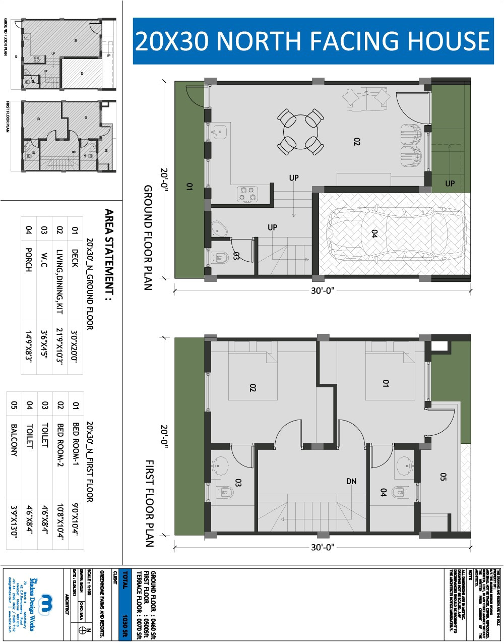 20×40 House Plans north Facing 40 X 20 north Facing House Plans