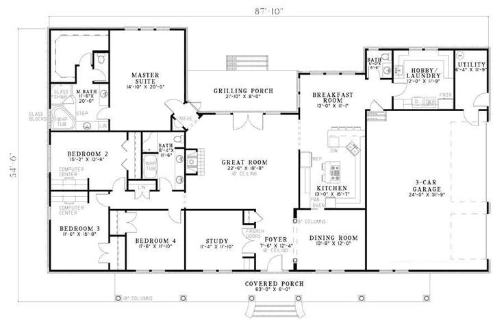 2800 Sq Ft Ranch House Plans Bhg 7886 Cherry Street Floor Plan Single Level at 2800 Sq