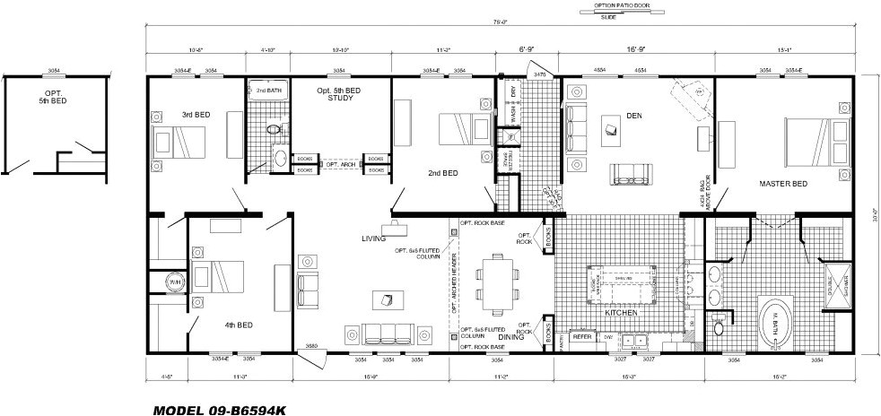 4 Bedroom Mobile Home Plans 4 Bedroom Floor Plan B 6594 Hawks Homes Manufactured