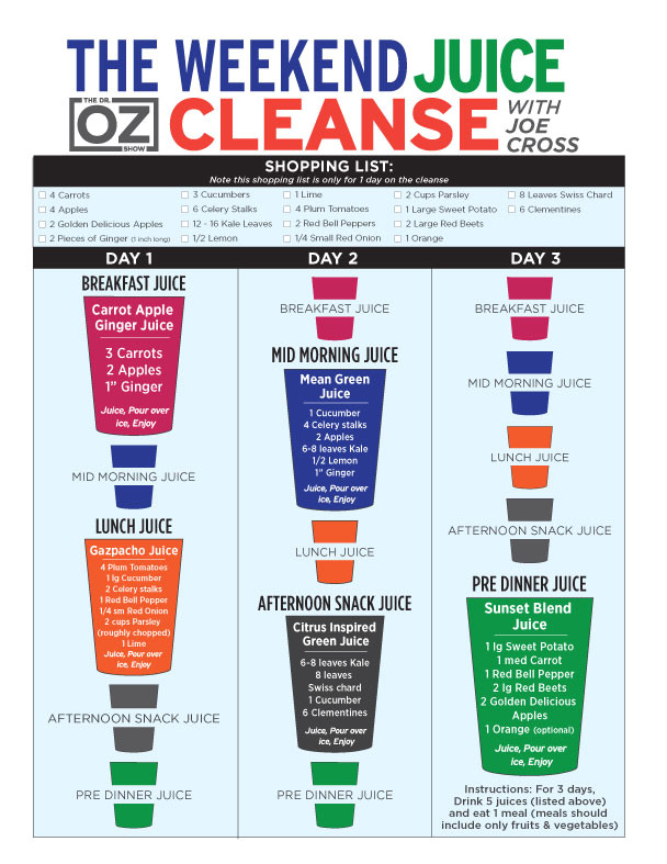 At Home Juice Cleanse Plan Joe Cross 3 Day Weekend Juice Cleanse the Dr Oz Show