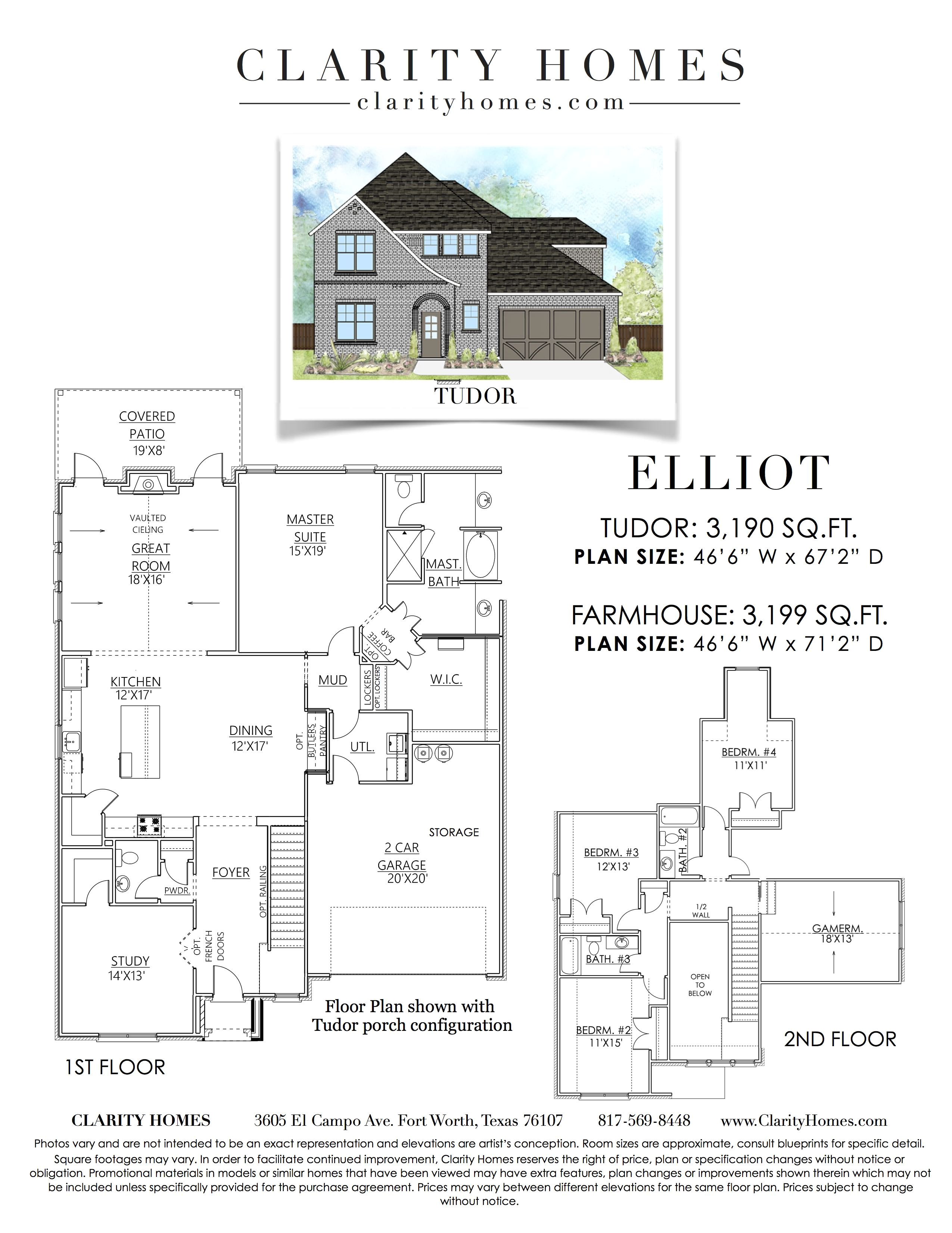 Clarity Homes Floor Plans the Elliot Clarity Homes Premium fort Worth Texas Clarity Homes Floor Plans the Elliot Clarity Homes Premium fort Worth Texas
