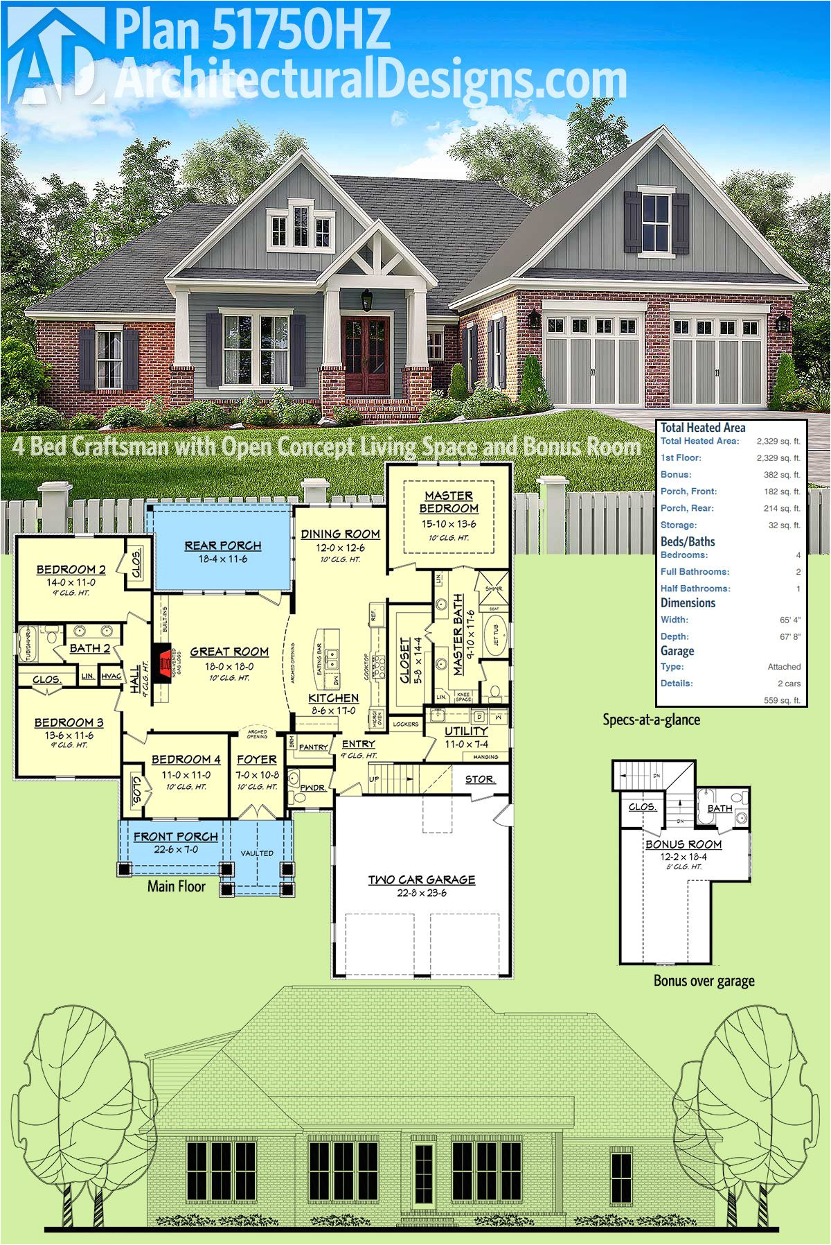 Craftsman House Plans with Open Floor Concept Plan 51750hz 4 Bed Craftsman with Open Concept Living Craftsman House Plans with Open Floor Concept Plan 51750hz 4 Bed Craftsman with Open Concept Living