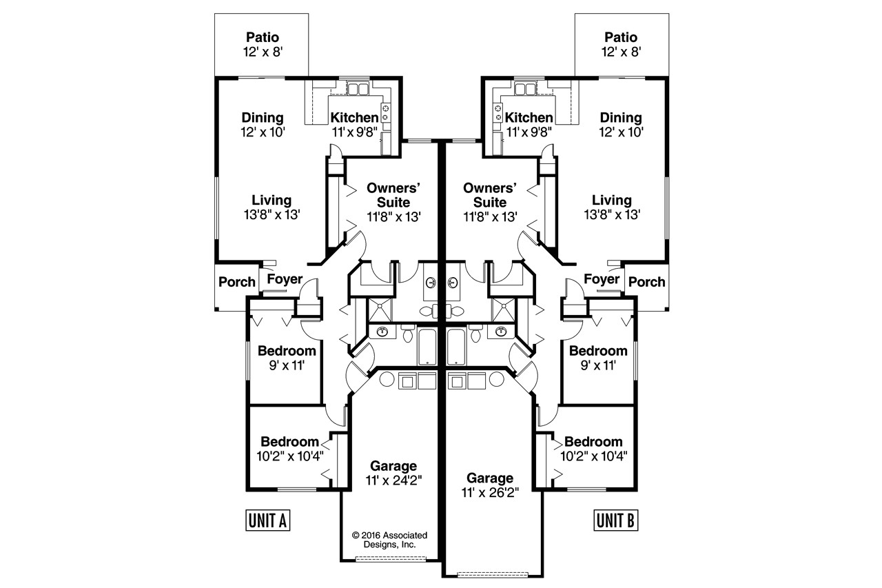 Duplex Home Floor Plans Cottage House Plans Wynant 60 024 associated Designs Duplex Home Floor Plans Cottage House Plans Wynant 60 024 associated Designs
