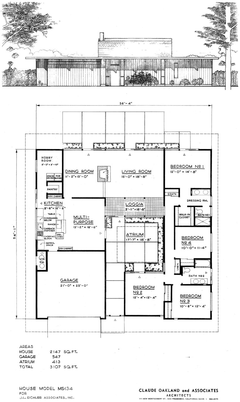 Eichler Homes Floor Plans Eichler Home Plans House Plans Home Designs
