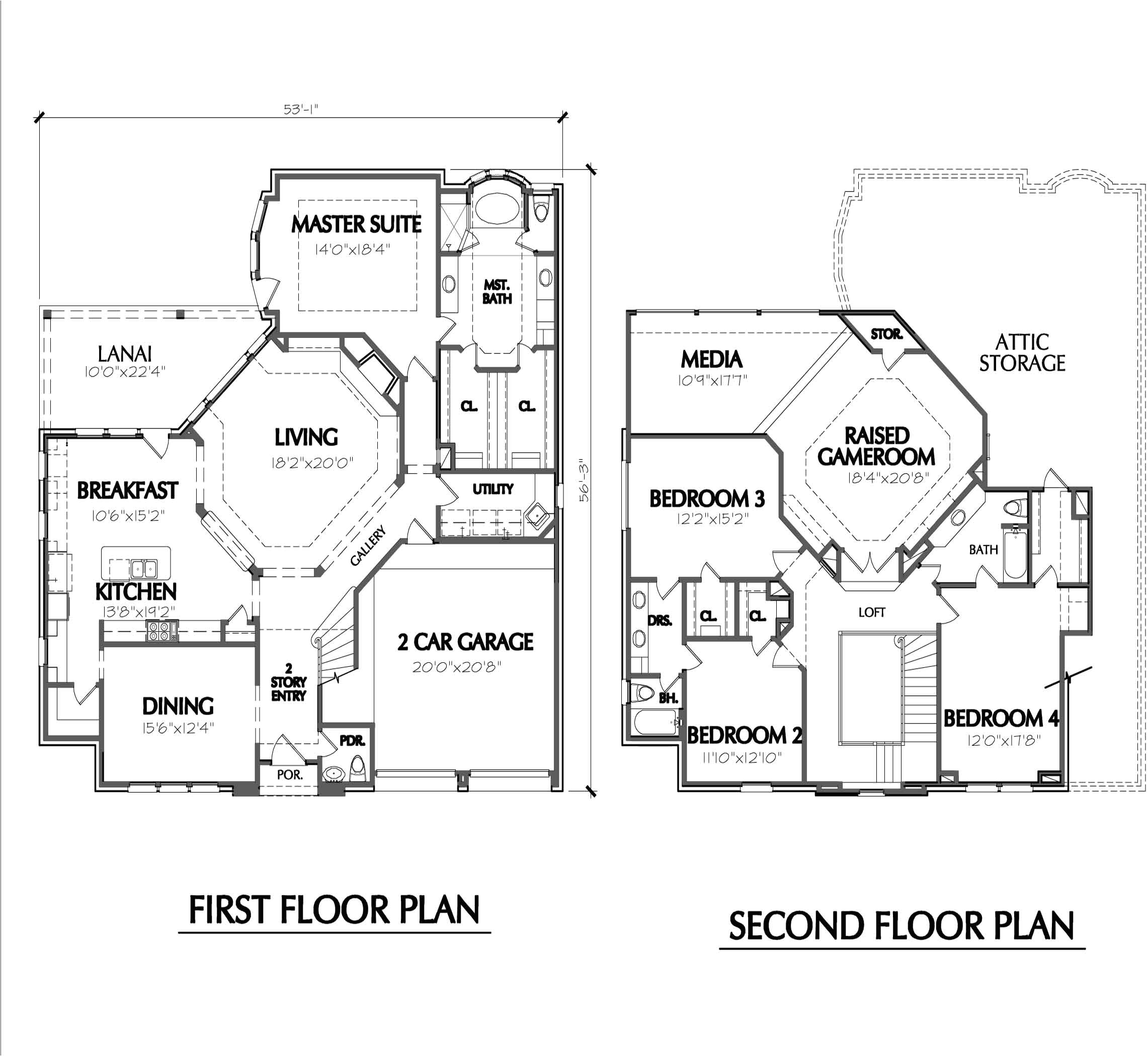 Floor Plans for Homes Two Story House Plans Two Story Smalltowndjs Com