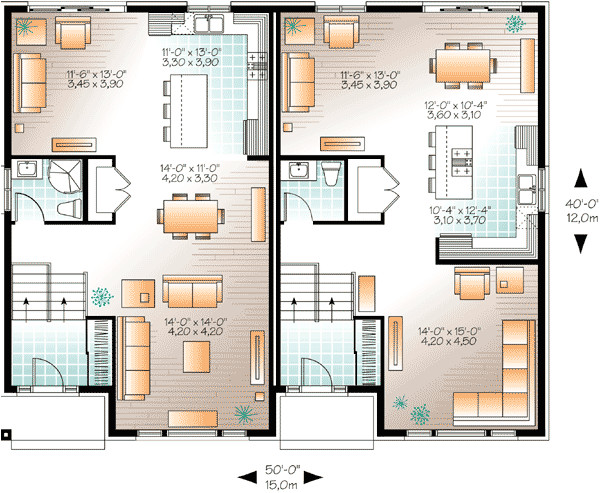 Floor Plans for Semi Detached Houses Contemporary Semi Detached Multi Family House Plan Floor Plans for Semi Detached Houses Contemporary Semi Detached Multi Family House Plan