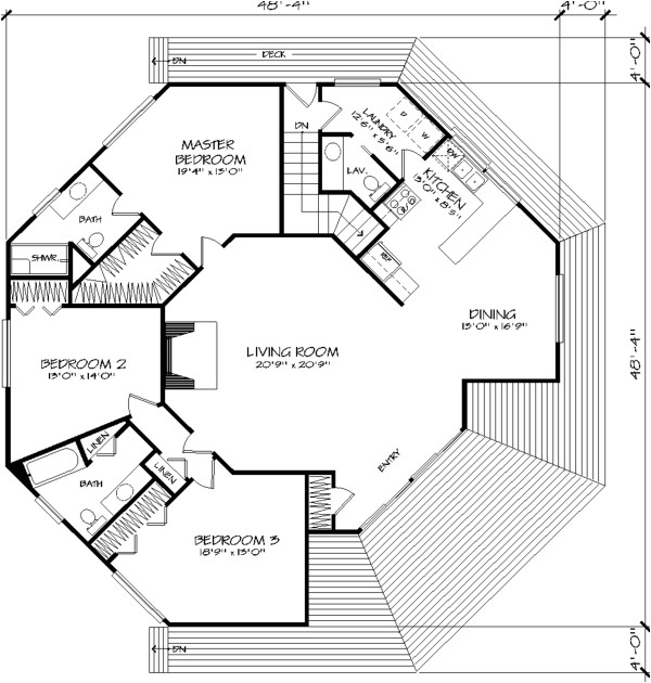 Free Octagon Home Plans the Octagon 1371 3 Bedrooms and 2 Baths the House