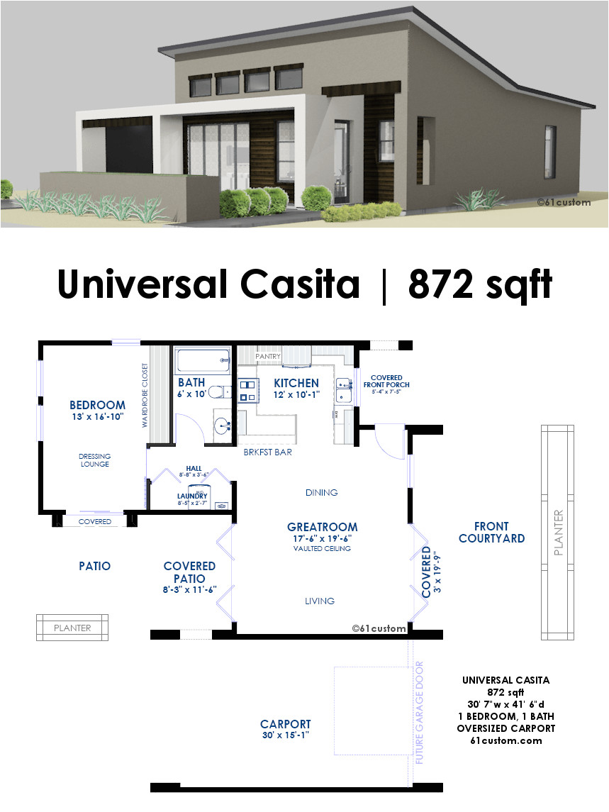 Home Design and Plans Universal Casita House Plan 61custom Contemporary