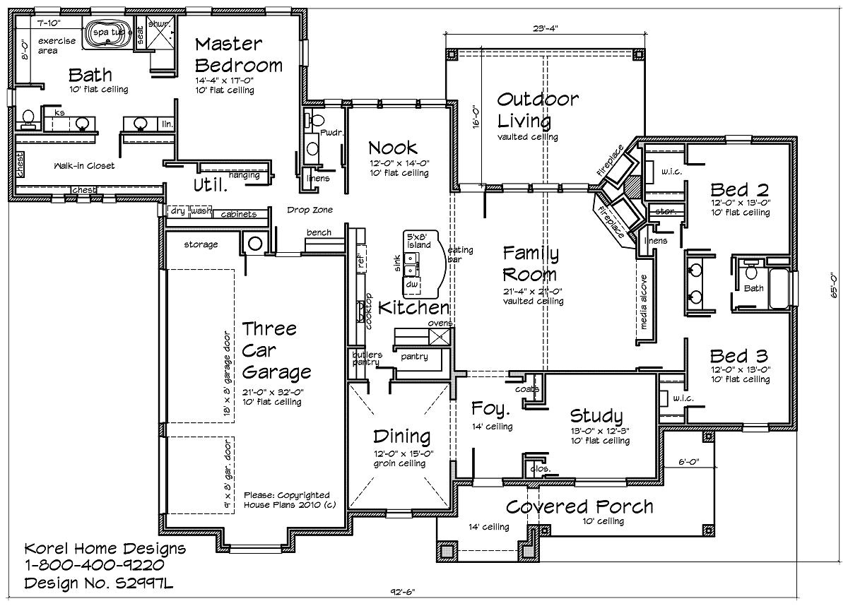 Home Design Plan Country Home Design S2997l Texas House Plans Over 700