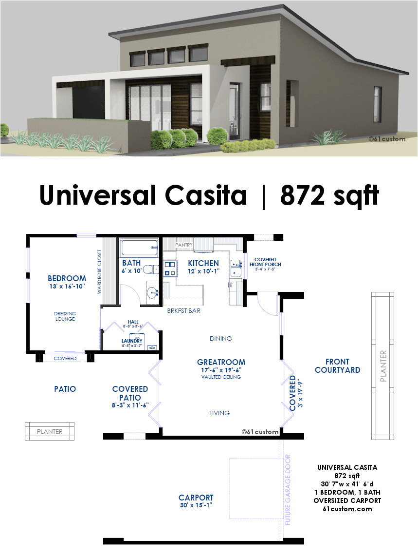 Home Layout Plans Universal Casita House Plan 61custom Contemporary