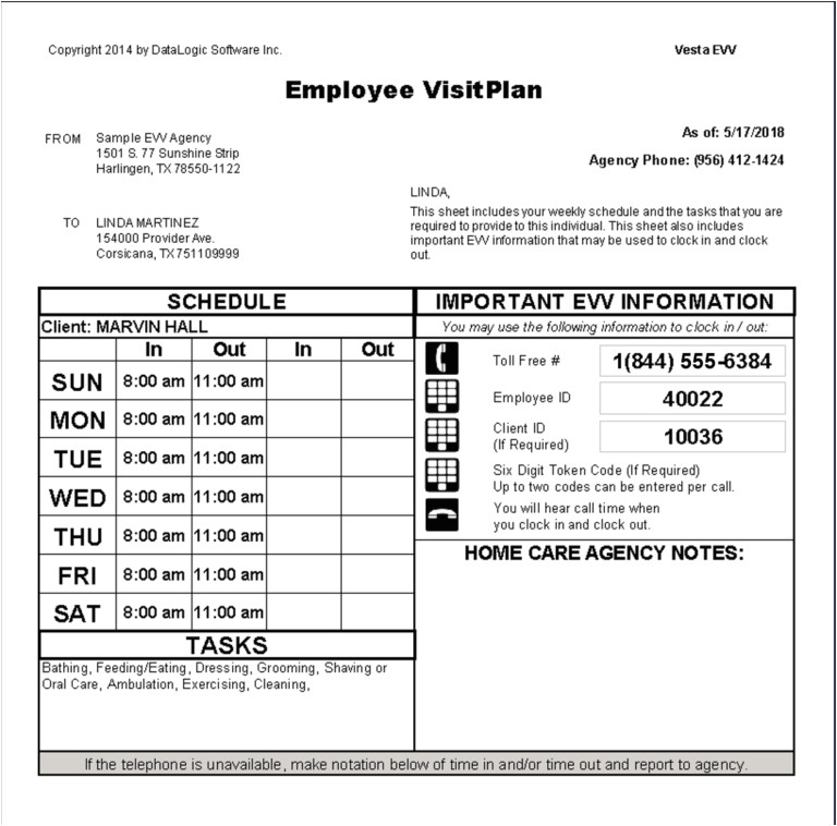 Home Visit Plan Employee Visit Plan Template Vesta Evv