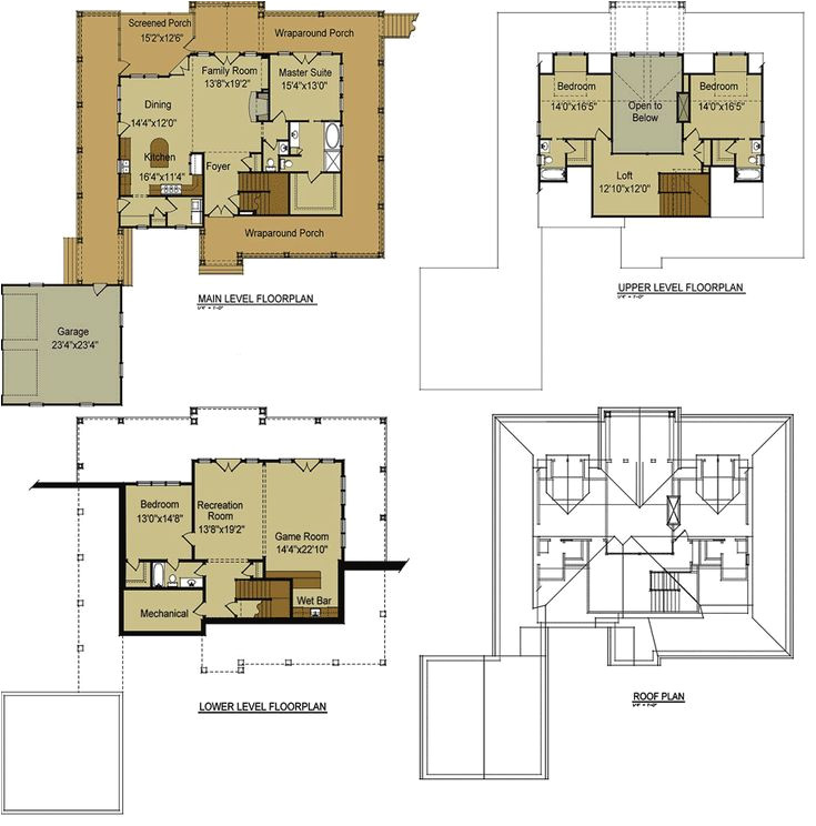House Plans with Open Floor Plan and Walkout Basement Open Floor Plan with Wrap Around Porch Mountain House